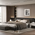 Modern Background Double Bed Double Bed 3d model
