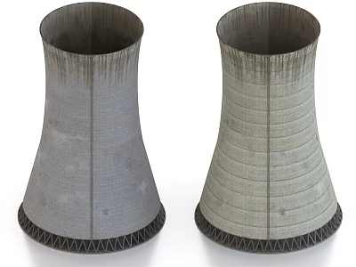 Large Industrial Cooling Towers Featuring Concrete Cylindrical Design And Reinforced Base 3d model
