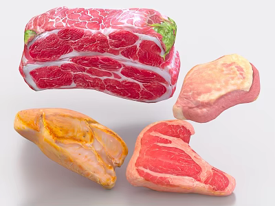 Assorted Fresh Meat Cuts Including Steak Pork and Chicken Pieces 3d model
