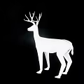 Modern White Deer Decorative Statue With Antlers Against Black Background