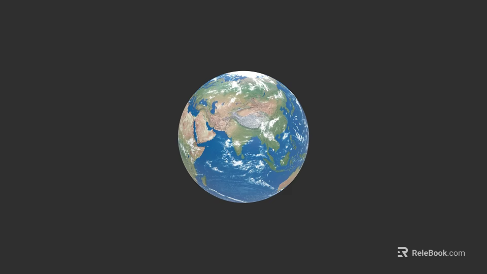 Beautiful Earth Globe With Blue Oceans Green Continents And Space View 3d model 