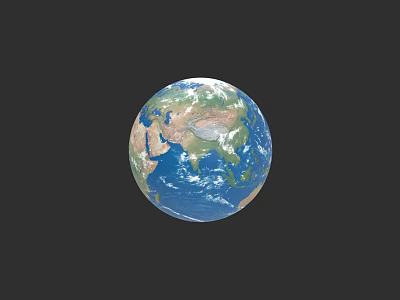Beautiful Earth Globe With Blue Oceans Green Continents And Space View 3d model