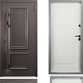 Dark Brown And White Hinged Door Featuring Sleek Panel Design Lock And Handle 3d model