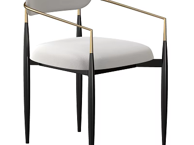 Modern White Accent Chair With Gold Armrests And Black Legs Design 3d model
