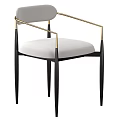 Modern White Accent Chair With Gold Armrests And Black Legs Design