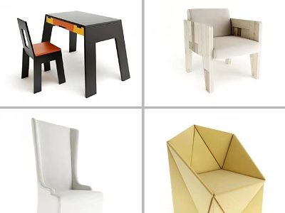 Modern Leisure Chair Designs with Geometric Shapes White Yellow and Light Color Styles 3d model