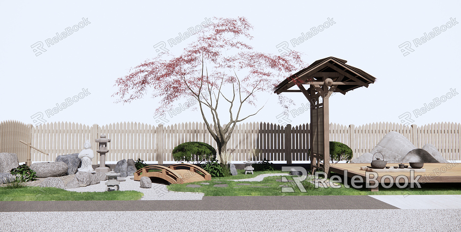 New Chinese landscape sketch Zen courtyard landscape model