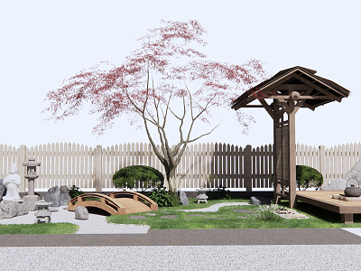 New Chinese landscape sketch Zen courtyard landscape model