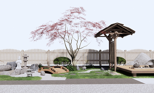 New Chinese landscape sketch Zen courtyard landscape 3d model