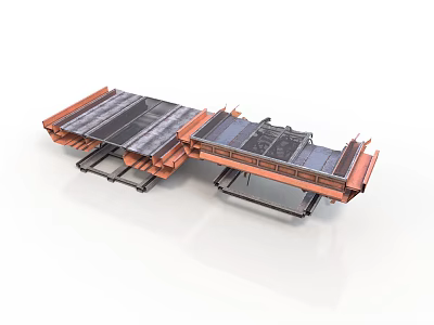 Orange And Black Industrial Equipment With Metal Panels And Support Structures 3d model