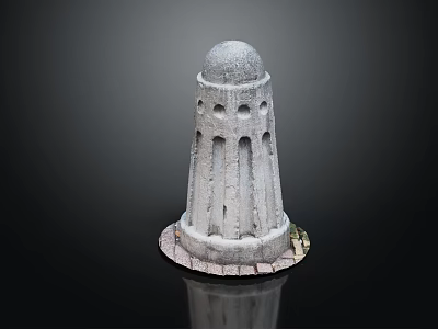 Stone Pillar With Dome Shaped Top Arched Openings Brick Like Base And Classical Design 3d model