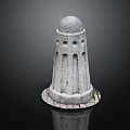 Stone Pillar With Dome Shaped Top Arched Openings Brick Like Base And Classical Design