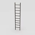 Tall Wooden Ladder With Vertical Structure And Multiple Rungs For Home Use