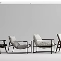 Modern Leisure Chairs In Various Neutral Tones With Wooden Frames And Fabric Seats