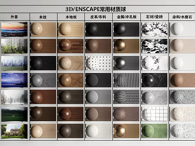 Common 3D ENScape Material Balls Featuring Diverse Textures and Patterns 3d model