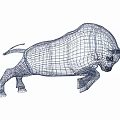 Modern Dynamic Bull Wireframe Grid Structure Landscape Sculpture With Running Pose 3d model