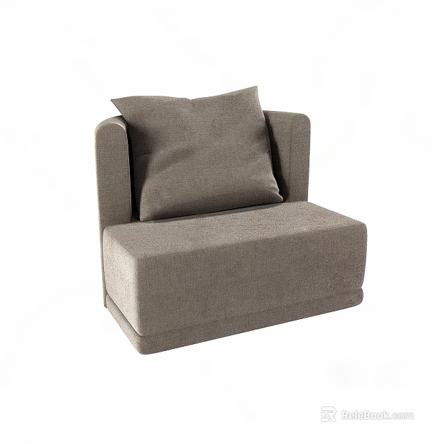 Gray Fabric Single Sofa with Modern Sleek Design and Comfortable Cushion 3d model