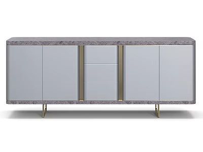 Modern TV Stand With Marble Top Gold Metal Legs And Storage Cabinets 3d model