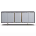 Modern TV Stand With Marble Top Gold Metal Legs And Storage Cabinets