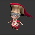 Cute Cartoon Character With Big Blue Eyes Red And White Striped Hat Light Blue Hair