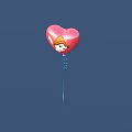Red Heart Shaped Balloon With Cartoon Girl Face And Blue String Against Dark Blue Background