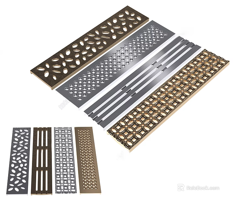 Stylish Bathroom Floor Drains With Various Patterns And Metal Material For Bathrooms 3d model 