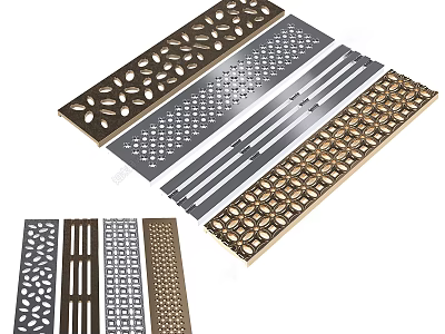 Stylish Bathroom Floor Drains With Various Patterns And Metal Material For Bathrooms 3d model