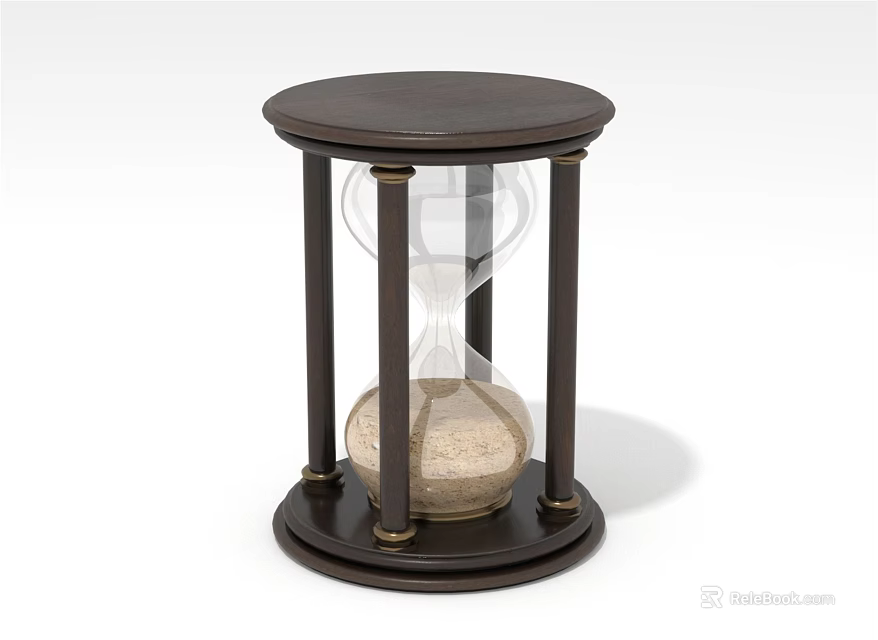Stylish Decorative Hourglass Ornament With Black Stand Gold Accents Round Top And Base 3d model 