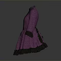 Purple Vintage Style Dress With High Collar Ruffled Sleeves Hem And Lace Details