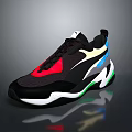 Trendy Colorful Sneakers With Black Red Yellow Blue Green Accents And Thick Sole Design