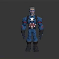 Cartoon Superhero Character In Blue Uniform With White Star Red Stripes Brown Gloves And Boots Standing Pose
