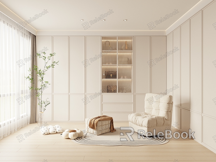 Cream Style Cloakroom Multi-function Room Wardrobe model