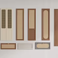 Wardrobe Doors With Various Styles Rattan Inserts Wooden Frames And Diverse Colors 3d model