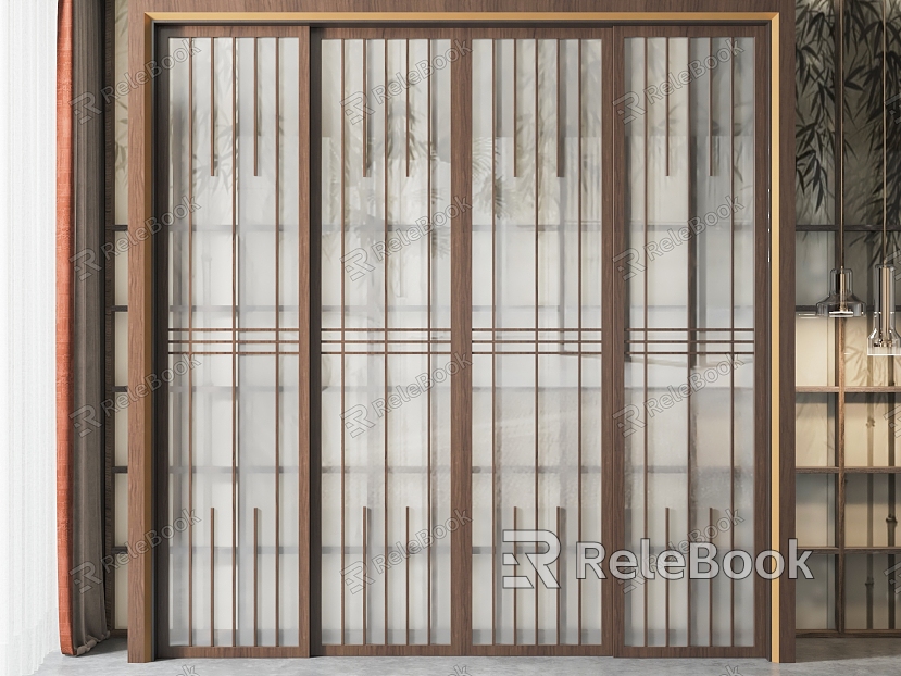 New Chinese style sliding door partition sliding door model