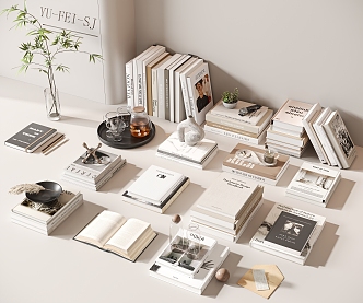 Modern Book Ornaments Combination 3d model