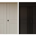 Double Doors in Beige Black Modern Panel Design with Vertical Stripes 3d model