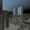 Aerial Planning of Urban High Rise Buildings with Surrounding Roads Trees and Cityscape