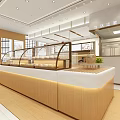 Bright Modern Dessert Shop Interior With Glass Display Cases Spacious Counter And Fresh Pastries