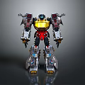 Mechanical Robot Character With Silver Red Armor And Yellow Chest Design 3d model
