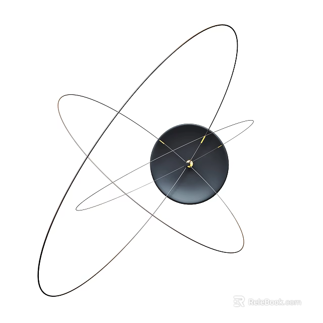 Modern Wall Decor Featuring Black Circular Design With Gold Accents And Intersecting Lines 3d model 