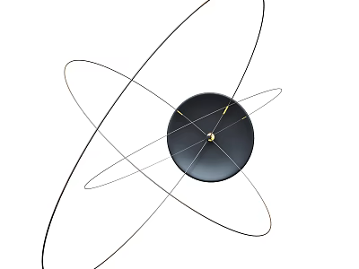 Modern Wall Decor Featuring Black Circular Design With Gold Accents And Intersecting Lines 3d model