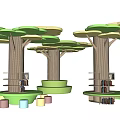 Modern pillar decorative column modeling column bookshelf card holder tree decorative column 3d model