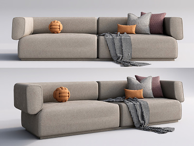 Modern Double Sofa Multi-Person Sofa Three-Person Sofa model