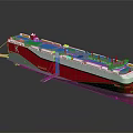 Modern Red And White Ship With Multi Level Exterior Structure