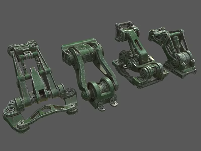 Green Industrial Mechanical Parts With Metal Connecting Structures And Bearing Components 3d model