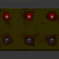 Green Rusted High Voltage Warning Box With Yellow Lightning Sign And Red Metal Components
