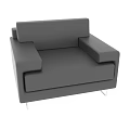 Modern Gray Three Seater Sofa with Square Armrests and Metal Legs 3d model