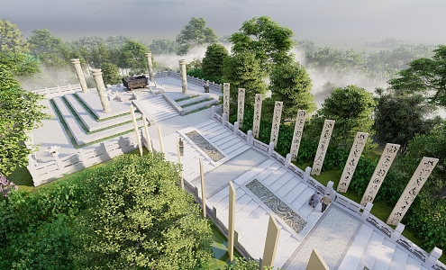 Modern Landscape Park Memorial Sacrifice Rain Culture Square 3d model