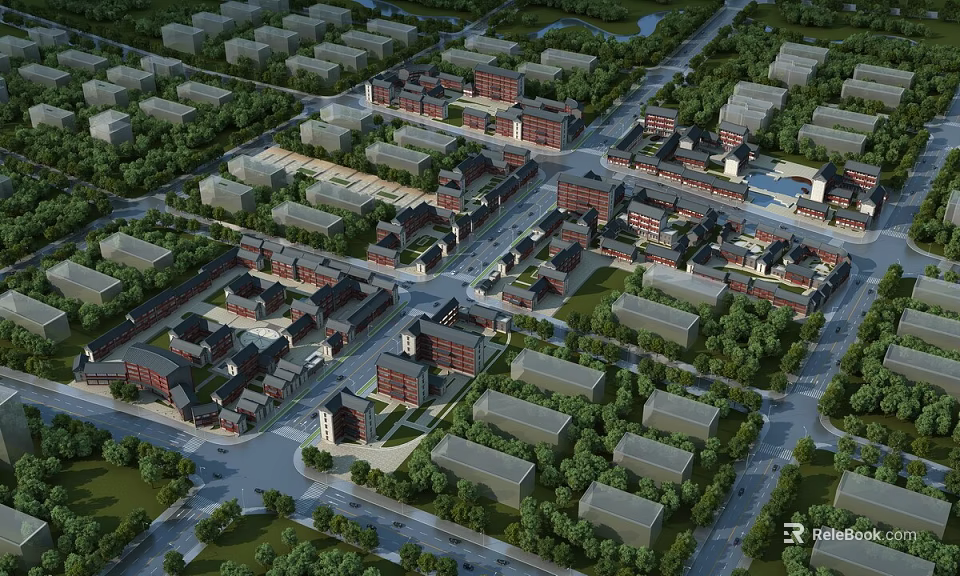 Ancient Architecture Complex Featuring Traditional Courtyards Lush Greenery And Historic Streets 3d model 