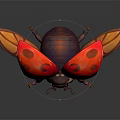 Vibrant Red Ladybug With Black Spots And Spread Wings In 3D Render 3d model